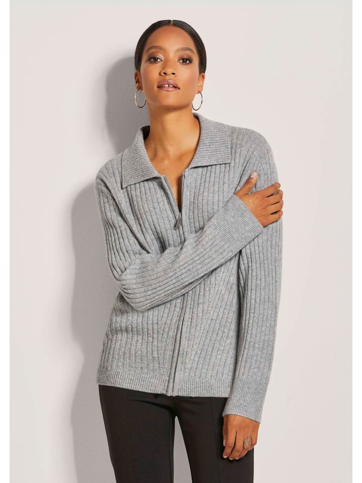 

MADELEINE Кардиган на молнии, цвет серый / меланж / кремовый