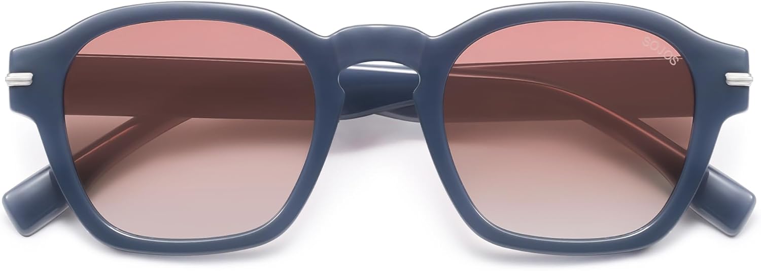 

Солнцезащитные очки SOJOS в винтажном ретро-стиле, квадратные, поляризованные, мужские, стандартной посадки, модные женские солнцезащитные очки SJ2382, Blue Frame Red Grading Lens