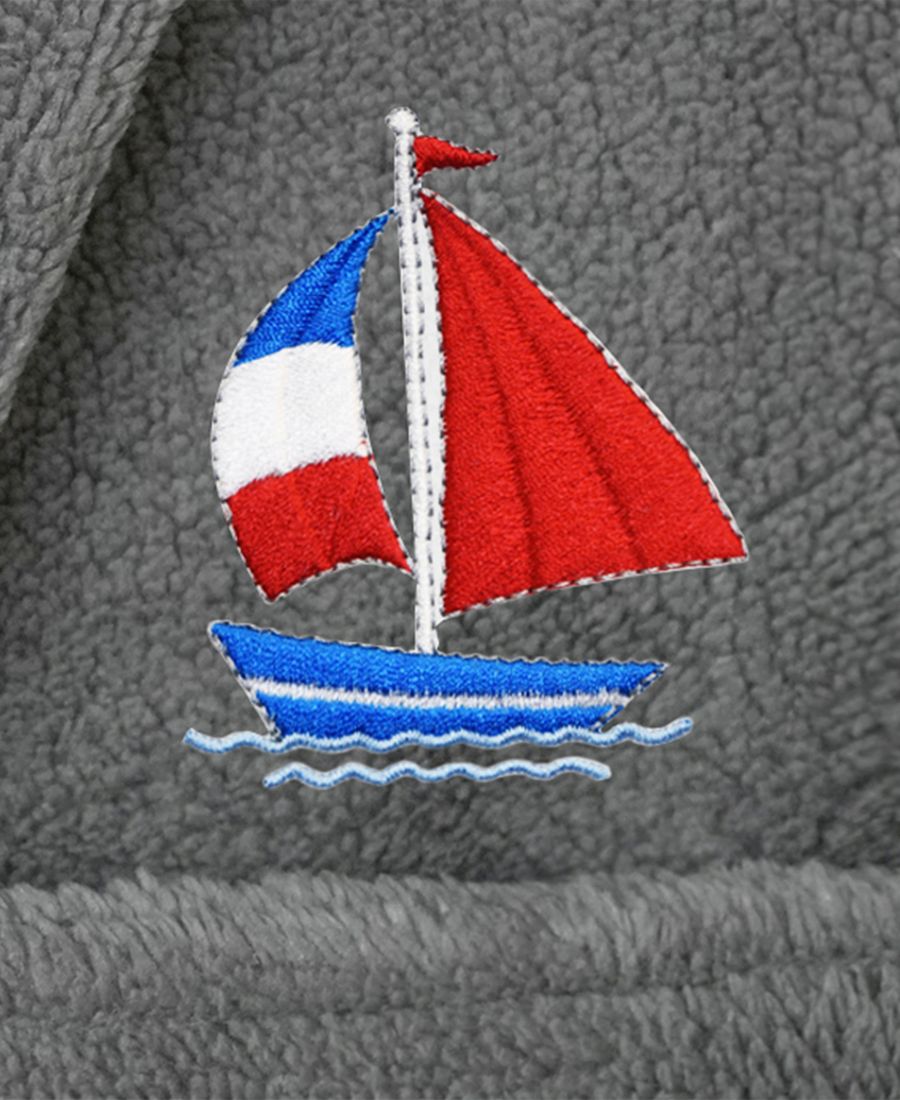 Детский суперплюшевый двусторонний банный халат Boat Kids с капюшоном Linum Home, серый — фото 2