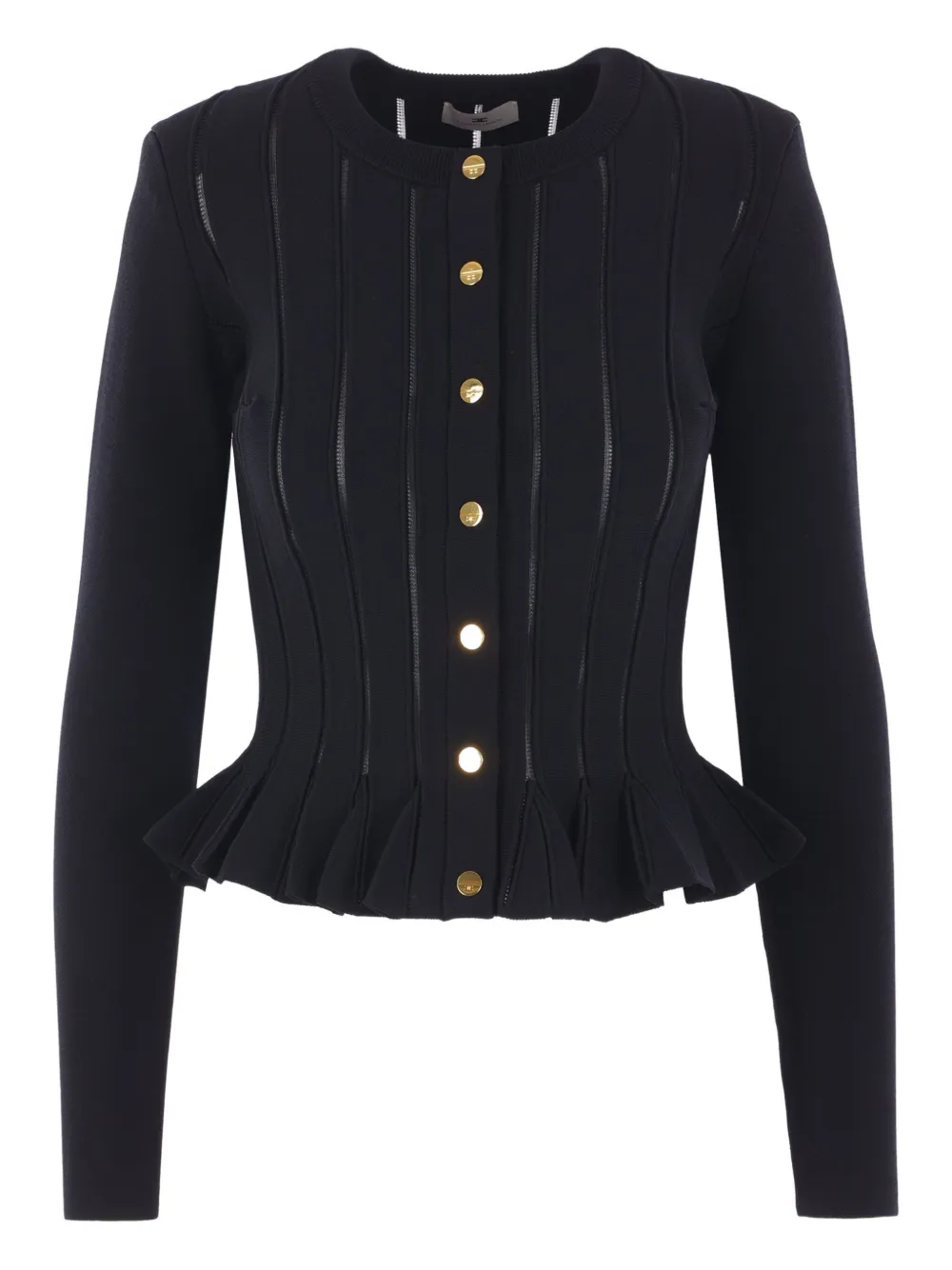 

Кардиган с баской в рубчик Elisabetta Franchi, черный