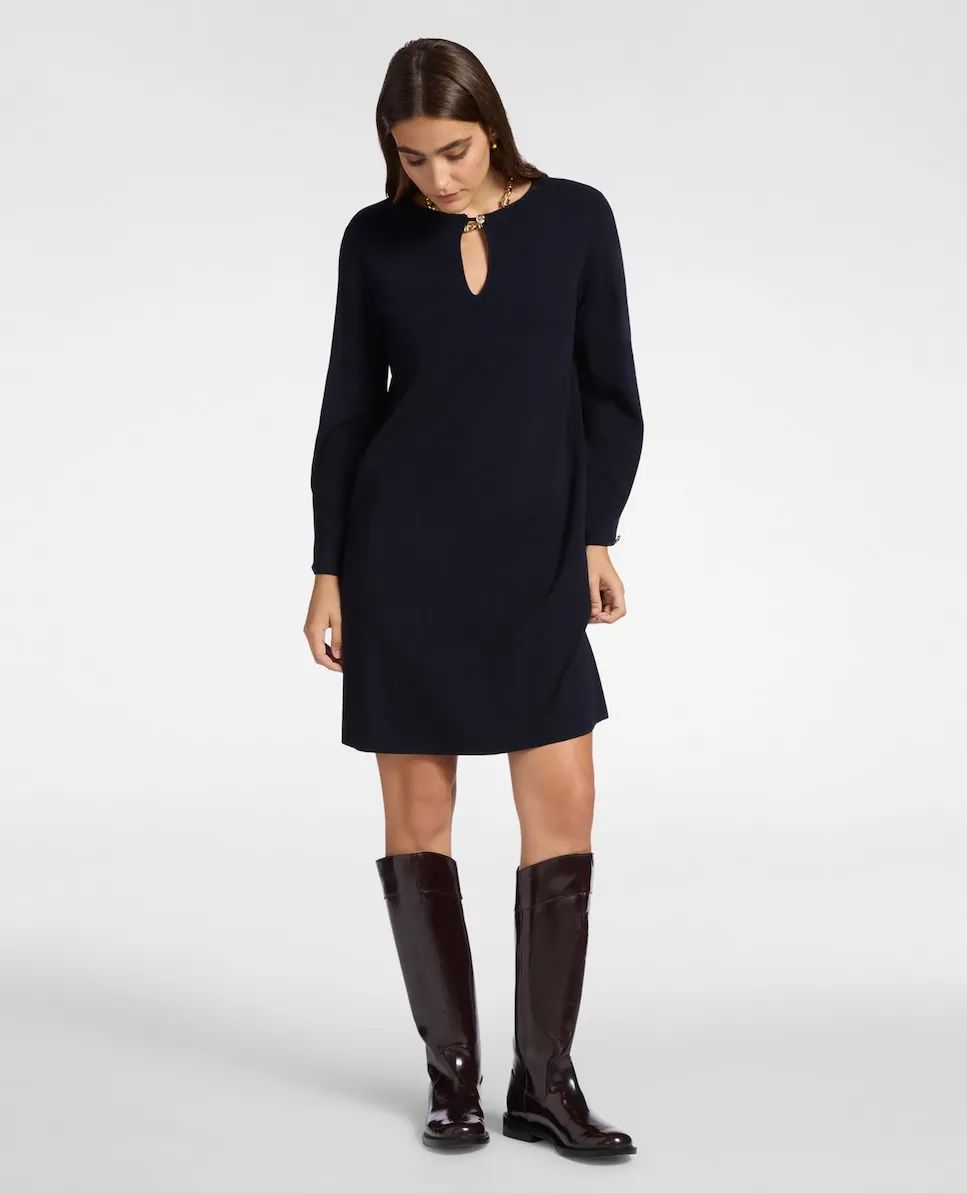 

Трикотажное платье с длинными рукавами и прямым кроем, без подкладки Elena Miró, синий