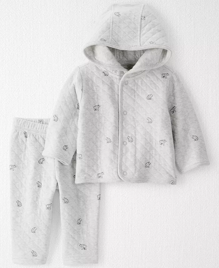 

Органический комплект из 2 предметов для мальчиков или девочек: кардиган и штанишки Carter'S, серый