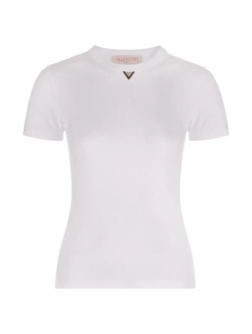 

Хлопковая футболка с литерой V Valentino Garavani, белый