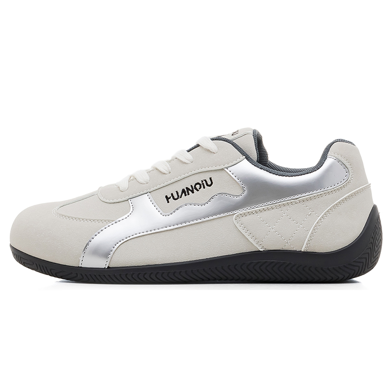

HUANQIU Мужские повседневные кроссовки Low Top, устойчивые к истиранию, дышащие, нескользящие, серый Silver