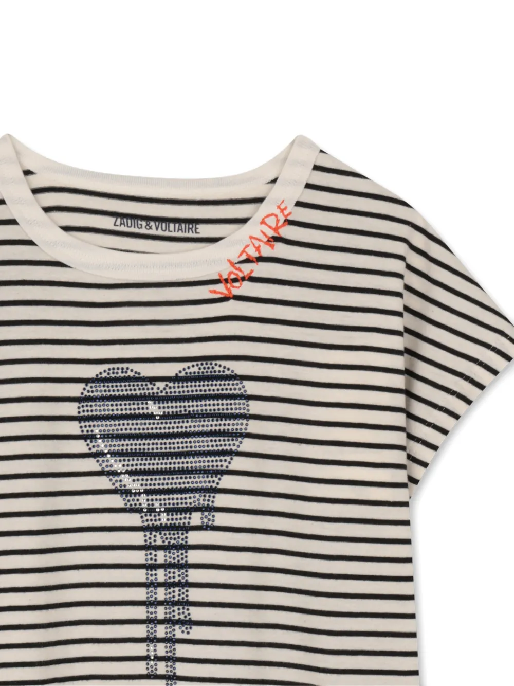 Декорированная футболка в полоску Zadig & Voltaire Kids, бежевый — фото 3