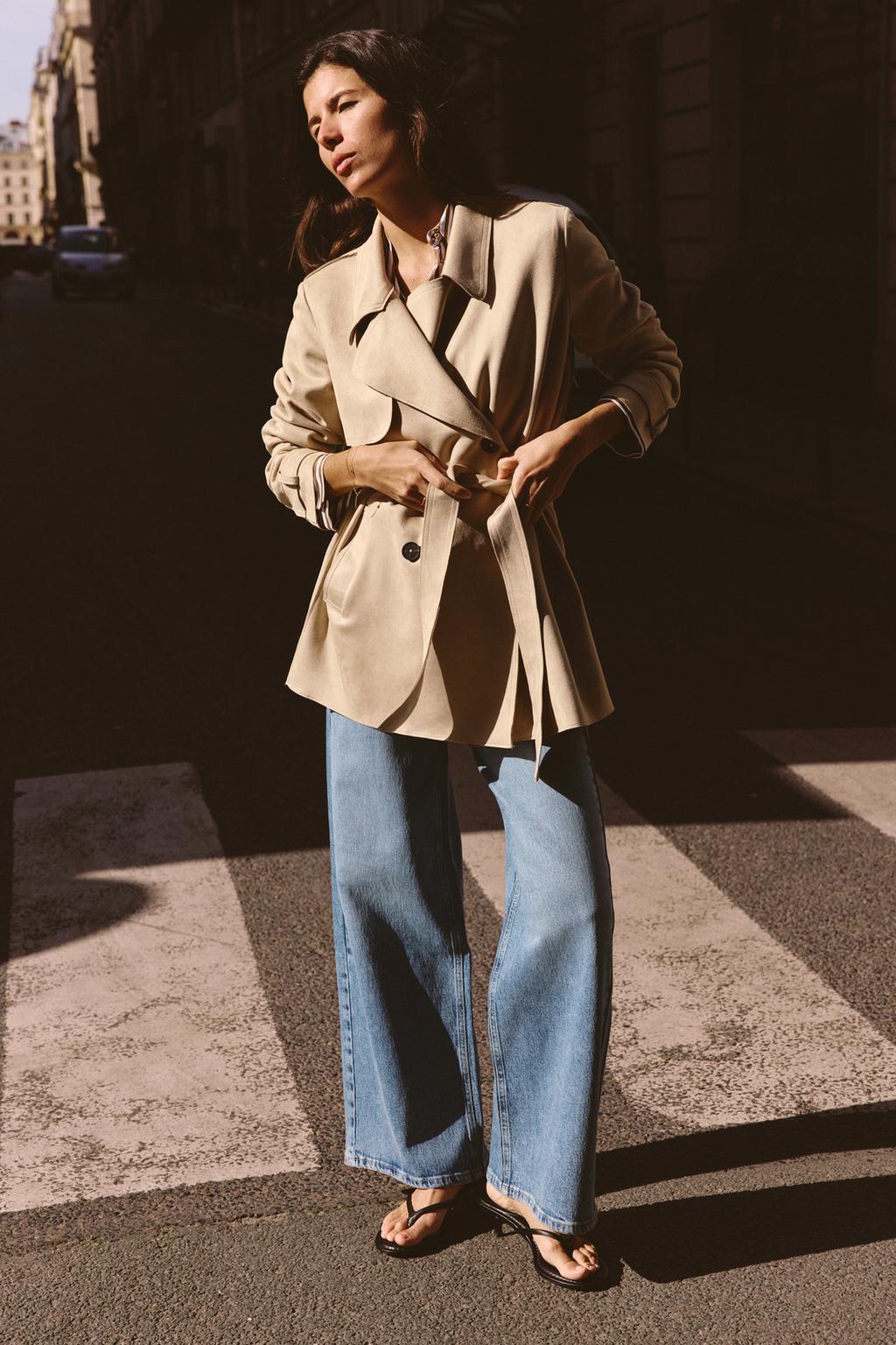 

Тренч из искусственной замши ZARA, бежевый