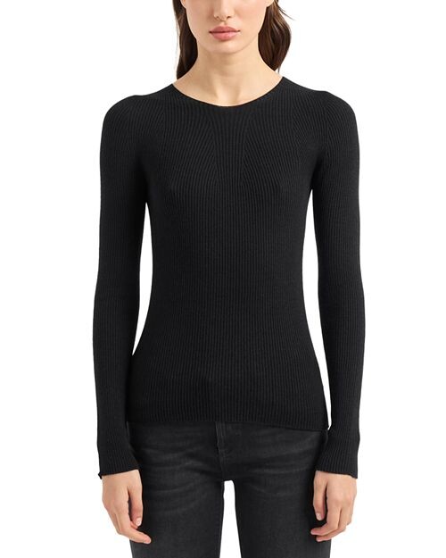 

Ребристый свитер с круглым вырезом Emporio Armani, цвет Black