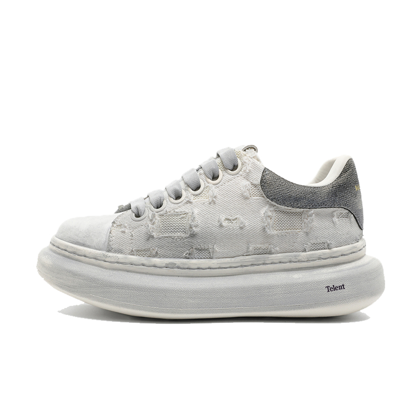 

TELENT Амортизирующие и дышащие низкие кеды мужские белые потертые, цвет White Distressed
