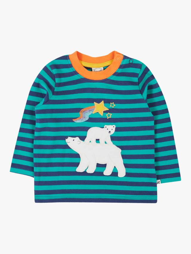 

Детская хлопковая футболка с аппликацией Discovery и длинными рукавами Frugi, Dragon/Polarbear