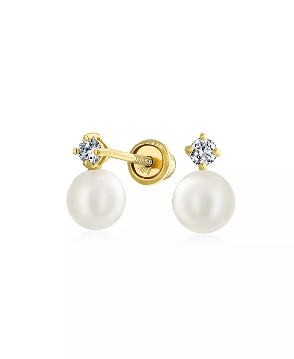 

Миниатюрные серьги-гвоздики из белого пресноводного культивированного жемчуга 14 карат с застежкой-винтовой застежкой Bling Jewelry, clear