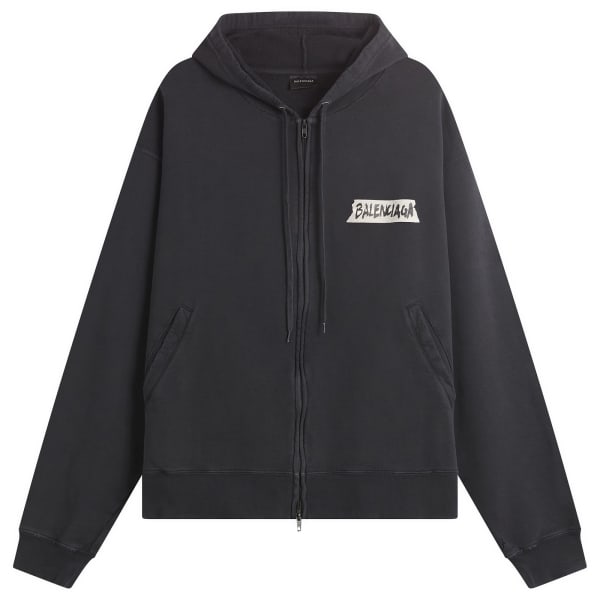 

Masking tape jersey zip up Balenciaga, faded washed черный