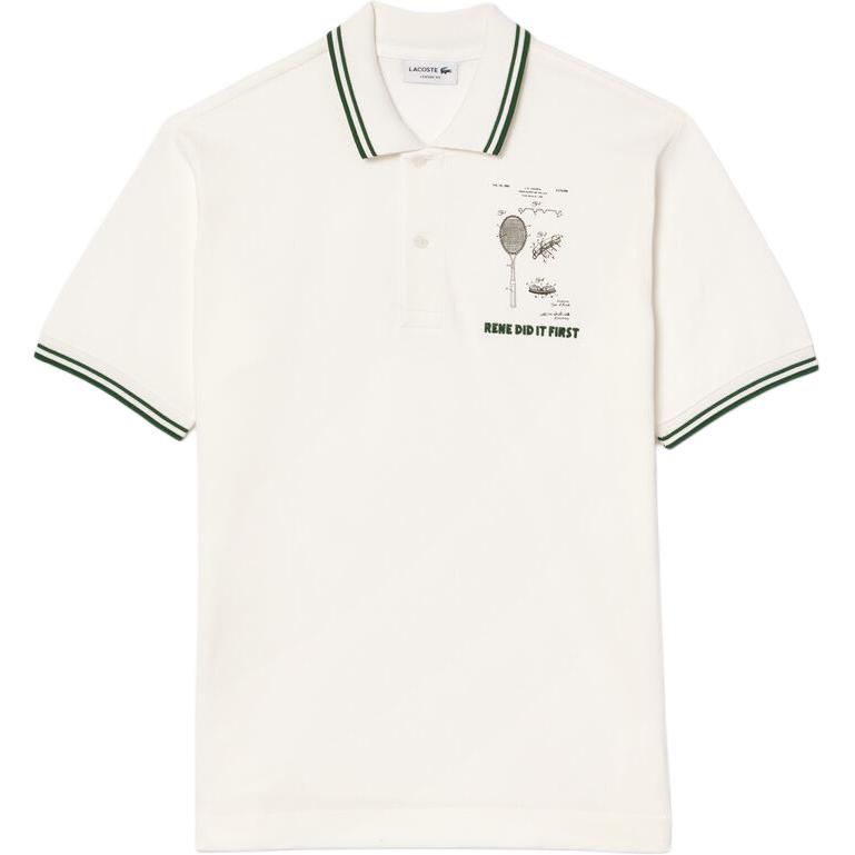 Хлопковая поло с вышитым слоганом LACOSTE, белый