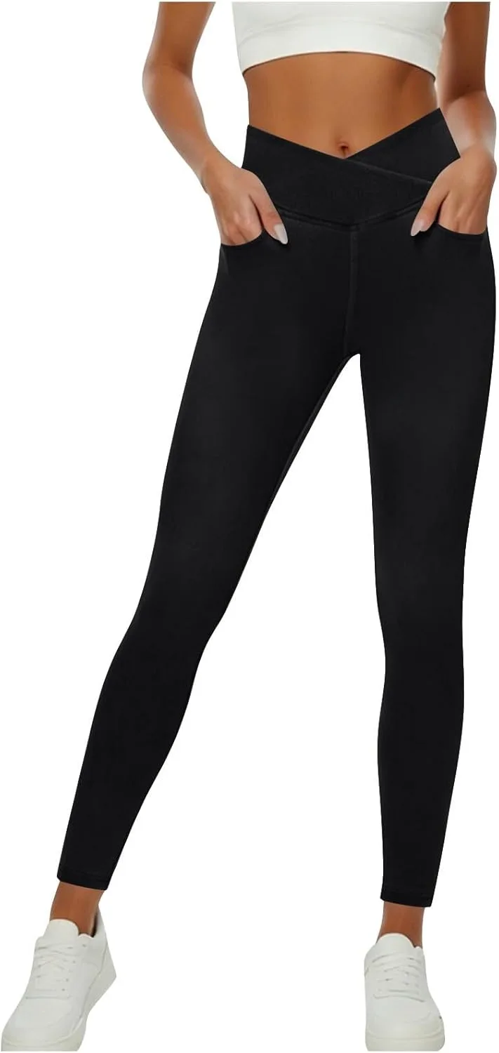 

Beessbest эластичные джинсы-легинсы для женщин с карманами и перекрестным поясом