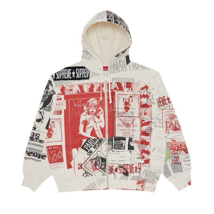 

Толстовка Supreme Collage Zip Up Hooded Sweatshirt, белый