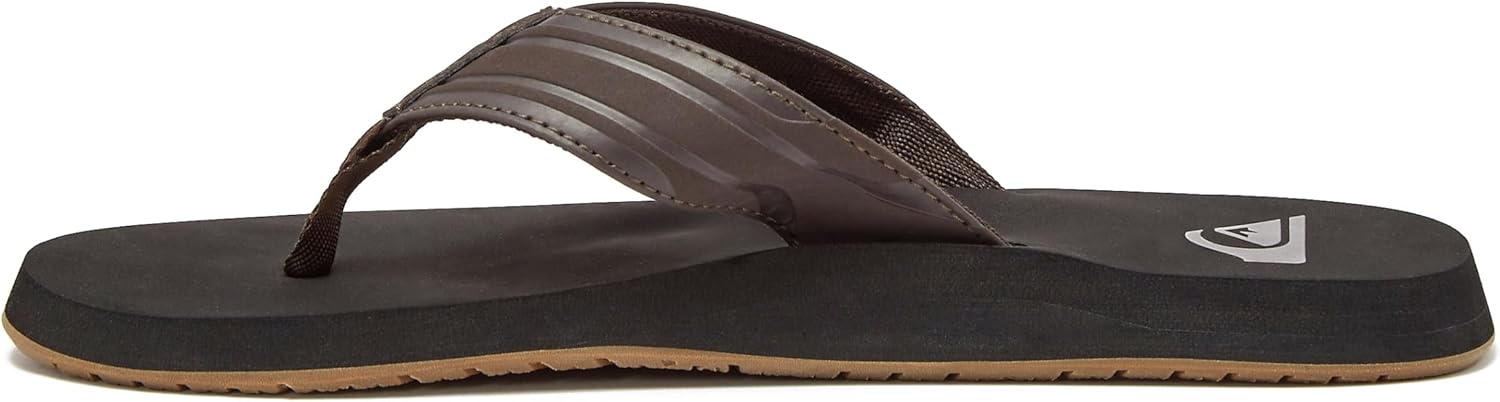 Мужские шлепанцы Quiksilver Monkey Wrench, спортивные с поддержкой свода стопы, размеры 6-15, мужские шлепки-сланцы, коричневый/черный — фото 3
