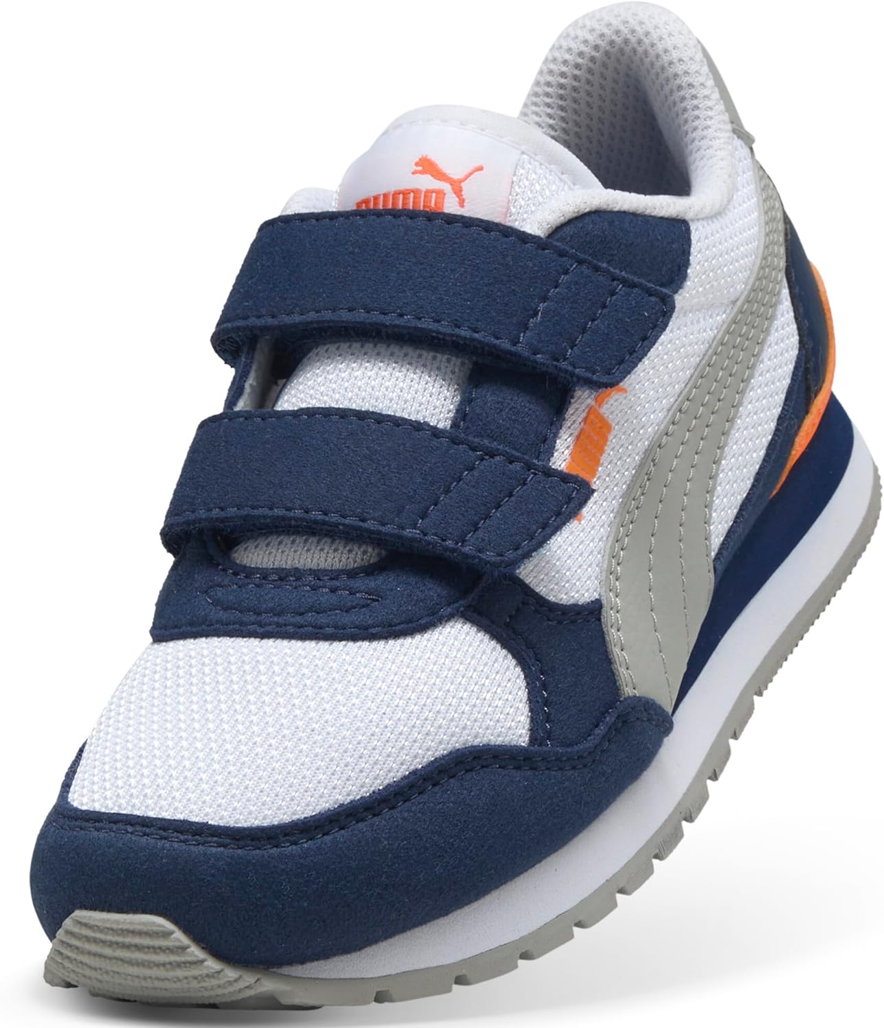 Кроссовки Puma St Runner унисекс-детские на липучке, белый/синий/оранжевый/серый — фото 2