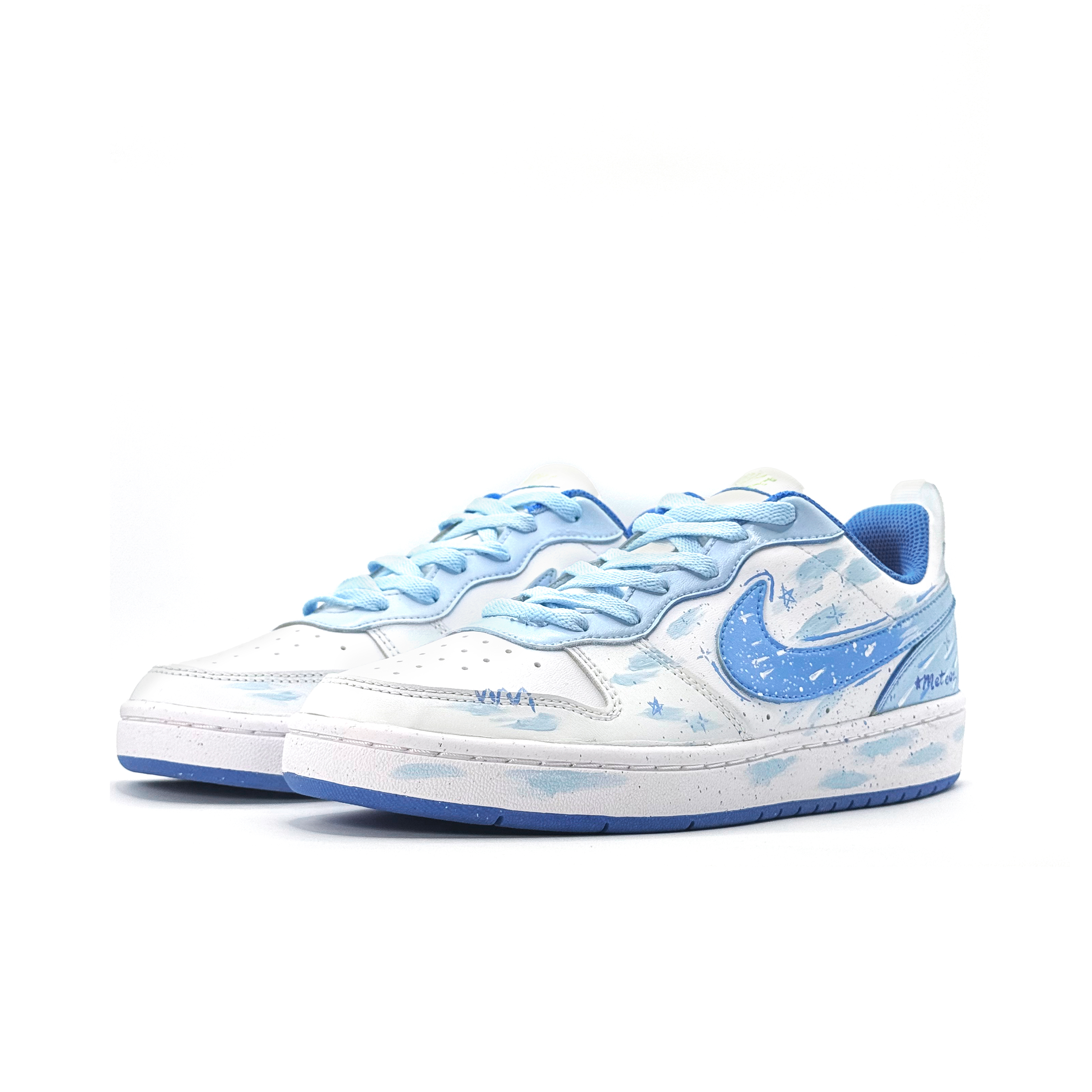 Кроссовки для скейтбординга Court Borough Blue Feather Star Dream Low Top для детей и подростков Nike, белый/синий — фото 4