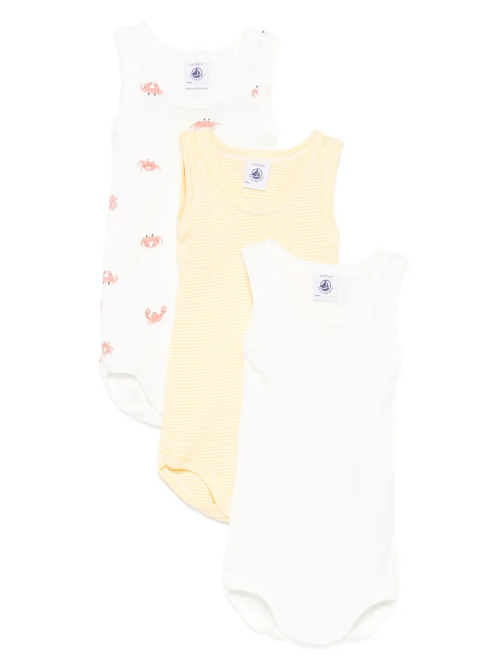 

Комплект из трех боди с принтом Petit Bateau, белый