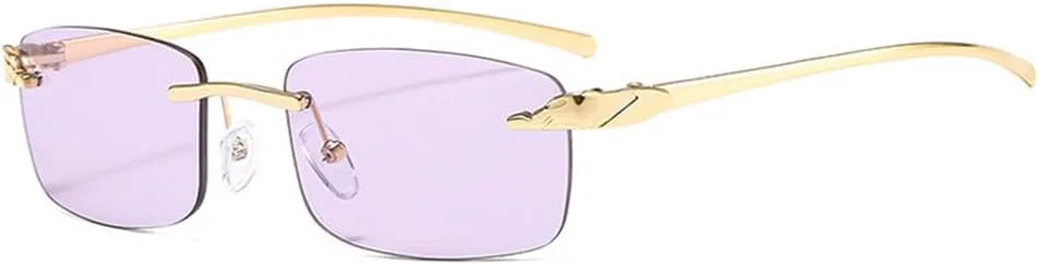 

Солнцезащитные очки UV400 для мужчин и женщин | Без оправы, яркие цвета, прозрачные линзы | Для вождения и занятий спортом на открытом воздухе generic, Golden Purple