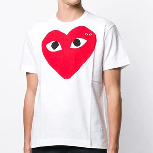 Футболка love printing casual short sleeve white Comme Des Garcons Play, белый — фото 2