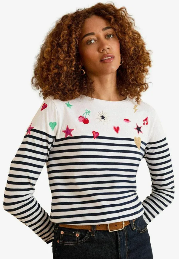 

Футболка с длинными рукавами и полосками, стандартного кроя. Love & Roses, Ivory, Розовый, Футболка с длинными рукавами и полосками, стандартного кроя. Love & Roses, Ivory