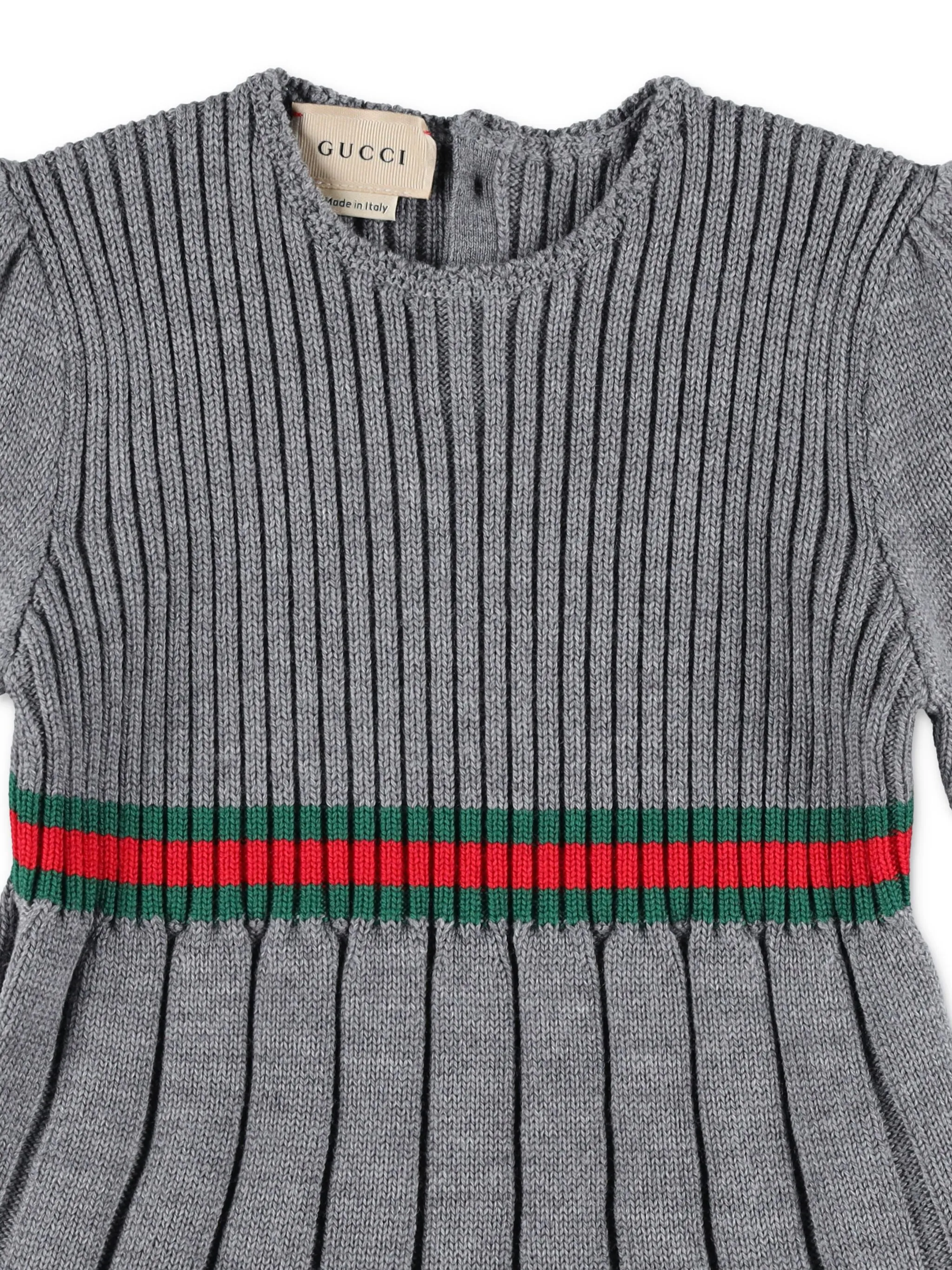 Платье в рубчик Gucci Kids, серый — фото 3