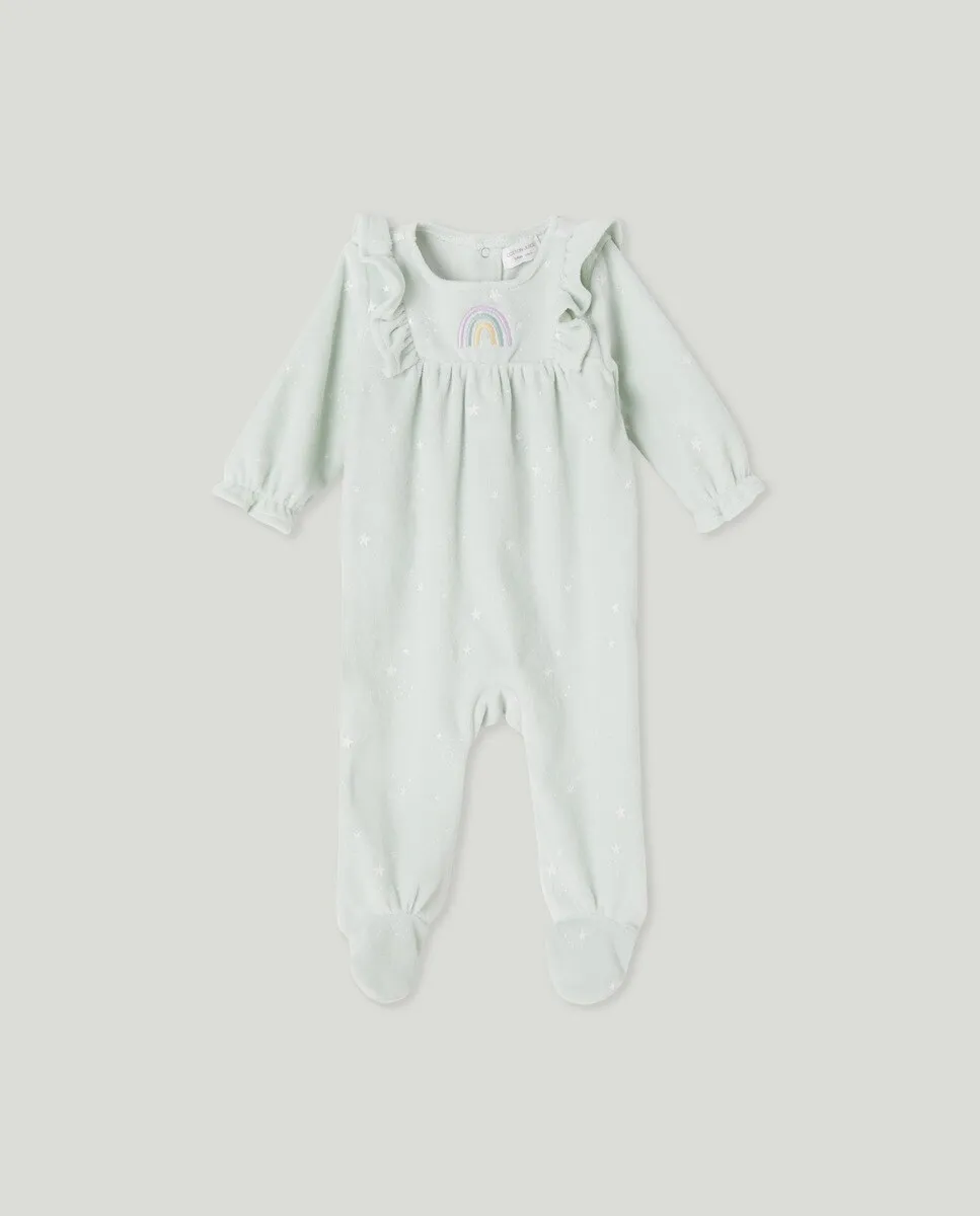 

Длинный комбинезон с липкой застежкой для девочки Cotton Juice, зеленый