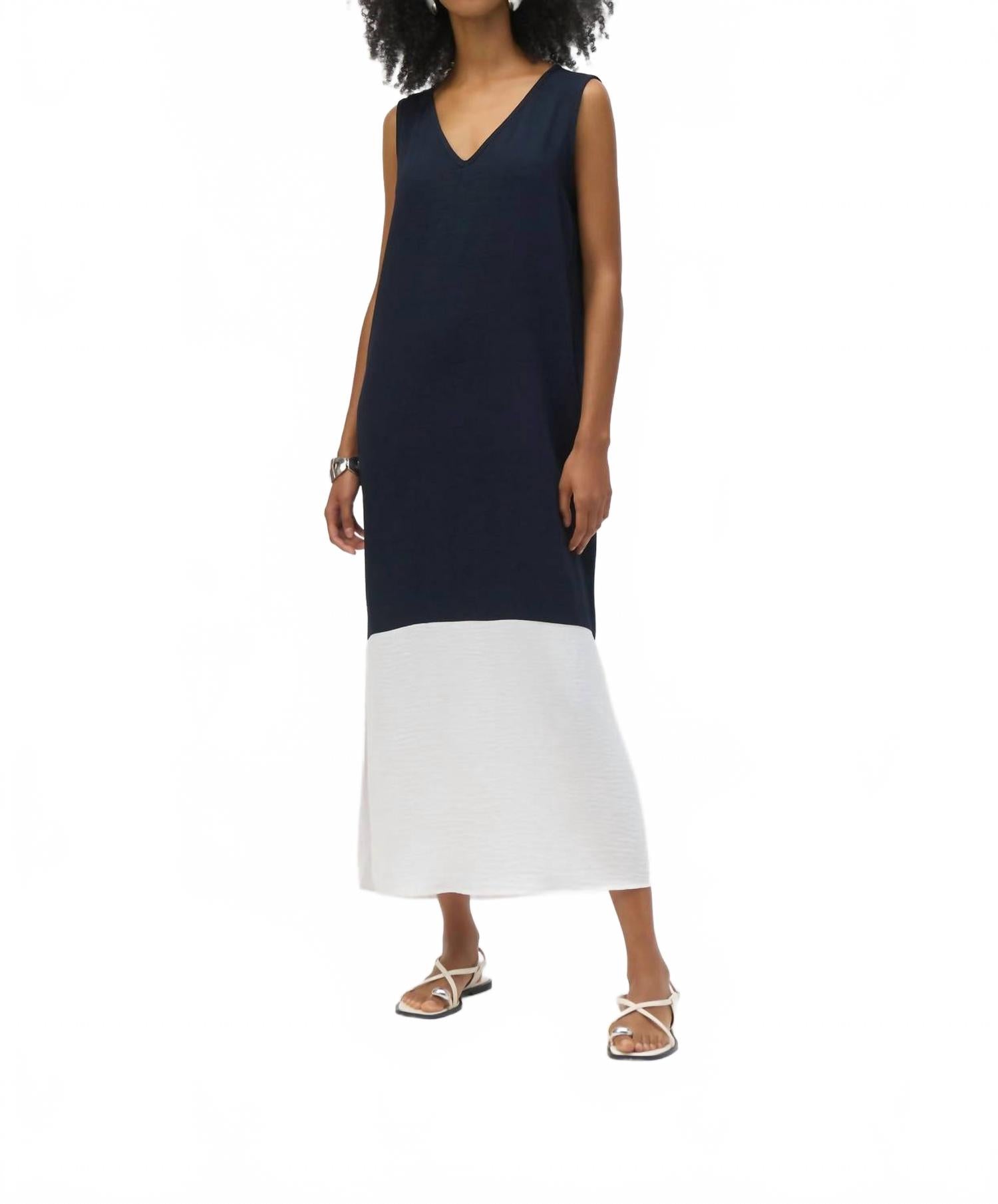 

Блокированное платье-макси без рукавов с V-образным вырезом в цвете "полуночный синий/ваниль" Joseph Ribkoff