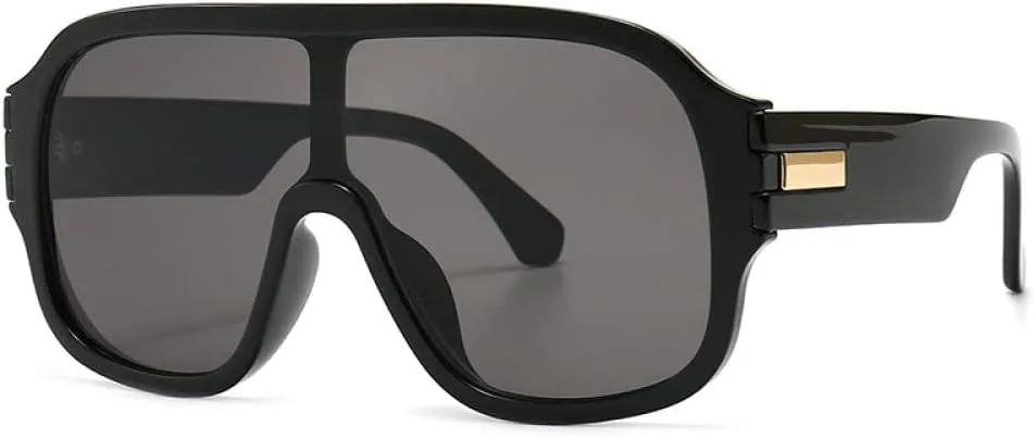 

Крупные квадратные солнцезащитные очки с одной линзой для мужчин и женщин, модные очки-маски с защитой от УФ-излучения в винтажном стиле MTZJH, One Color