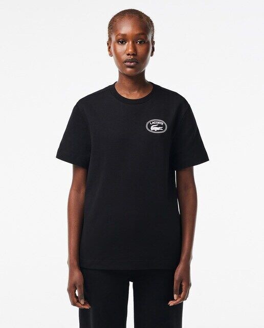 

Женская футболка обычного кроя с фирменным принтом Lacoste, черный