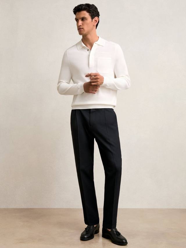 

Хлопковые брюки чинос с узором «ёлочка» Reiss, Navy