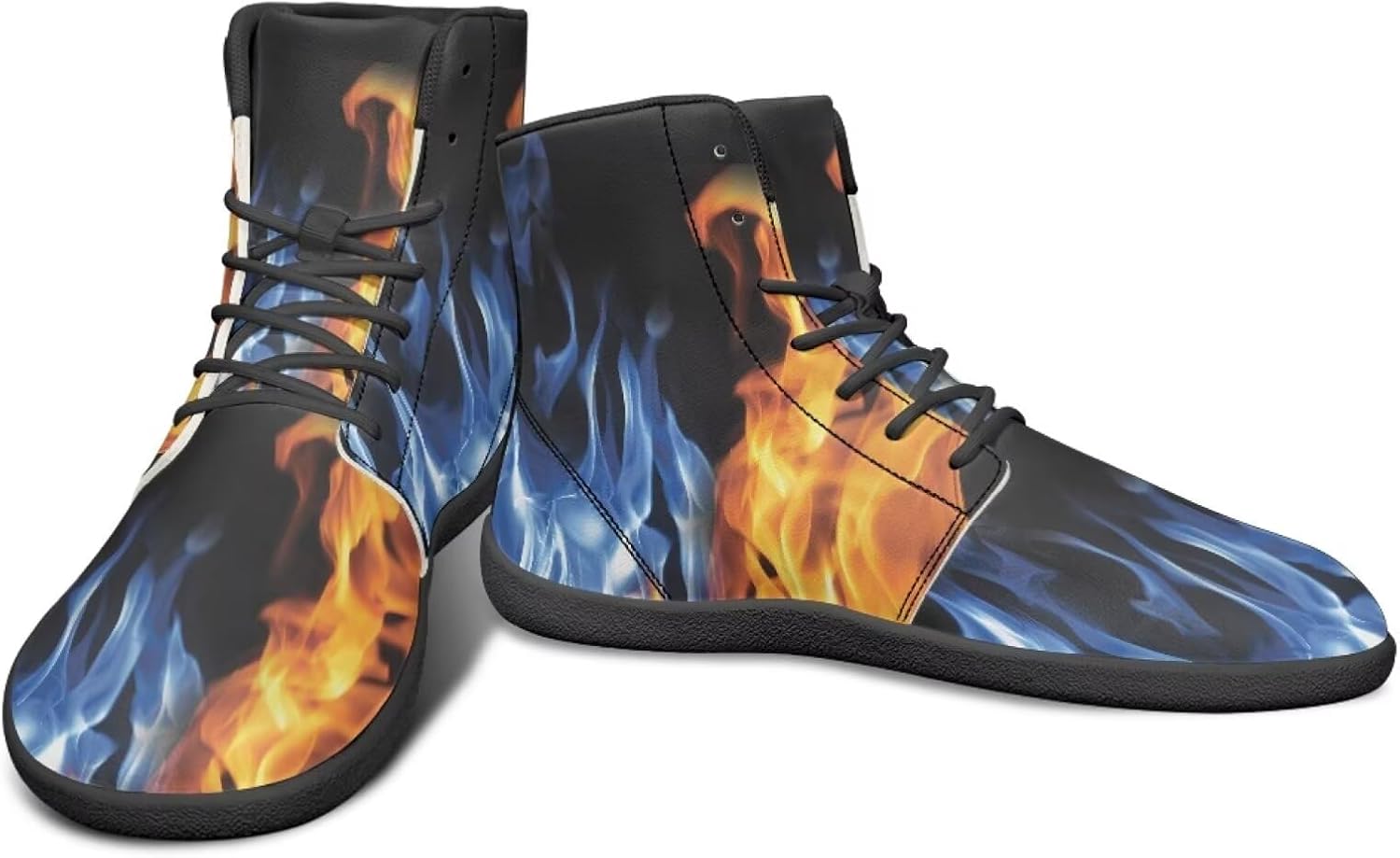 

Высокие кроссовки с узором молнии и огня, босоножки с нулевым перепадом, кожаные кроссовки для бега, заземляющие обувь для мужчин Watdotory, синий