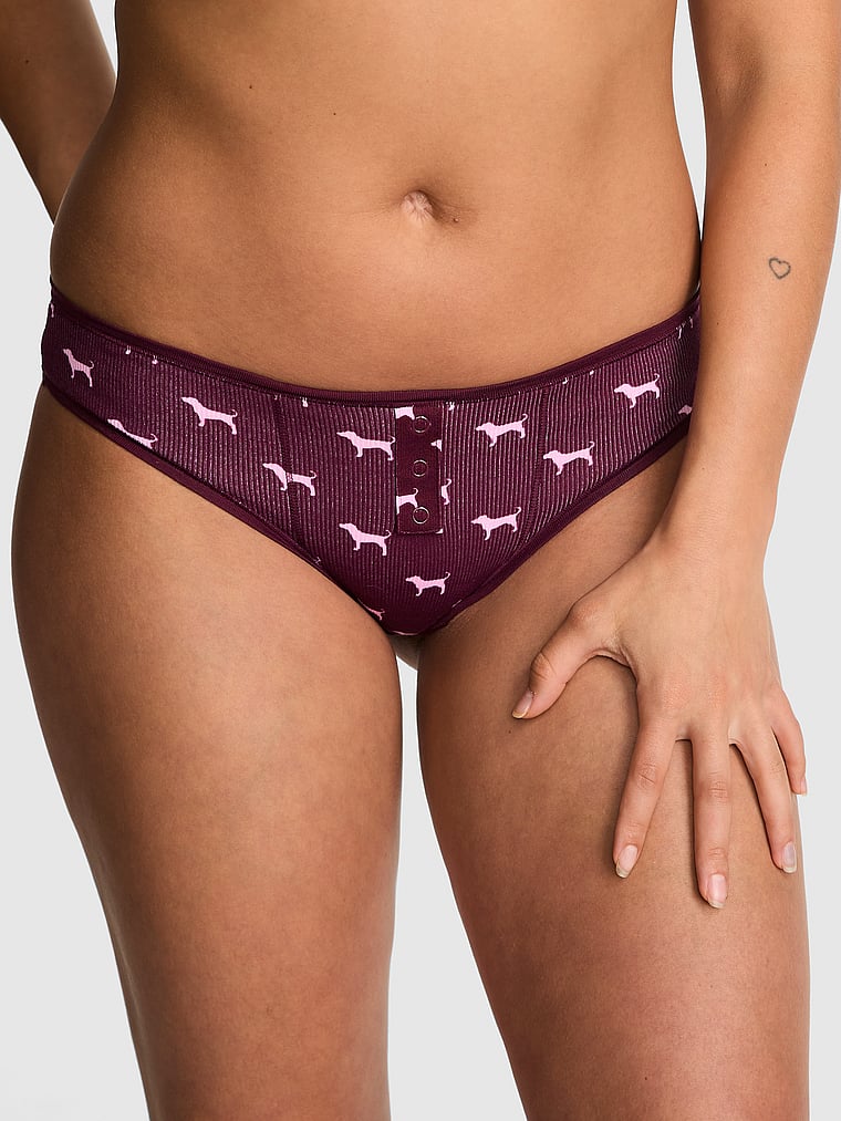

Хлопковые трусики-развратницы Pink, rib wild rose dog print