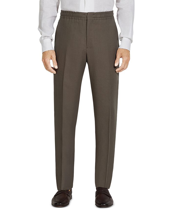 

Брюки из льна с эластичной резинкой на талии Regular Fit ZEGNA, коричневый