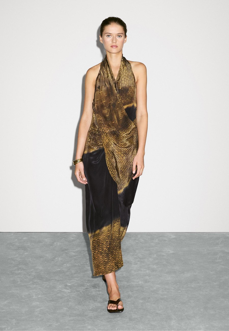 

Платье Massimo Dutti PRINTED HALTER-NECK MIDI, Mottled Green