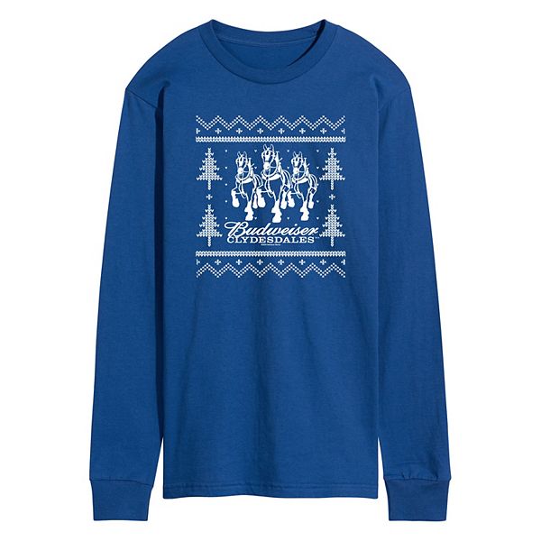 

Мужская футболка с длинным рукавом Budweiser Clydesdales Licensed Character, Royal Blue