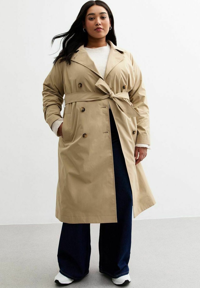 

Пальто-тренч CURVES STONE BELTED New Look Curves, цвет Stone