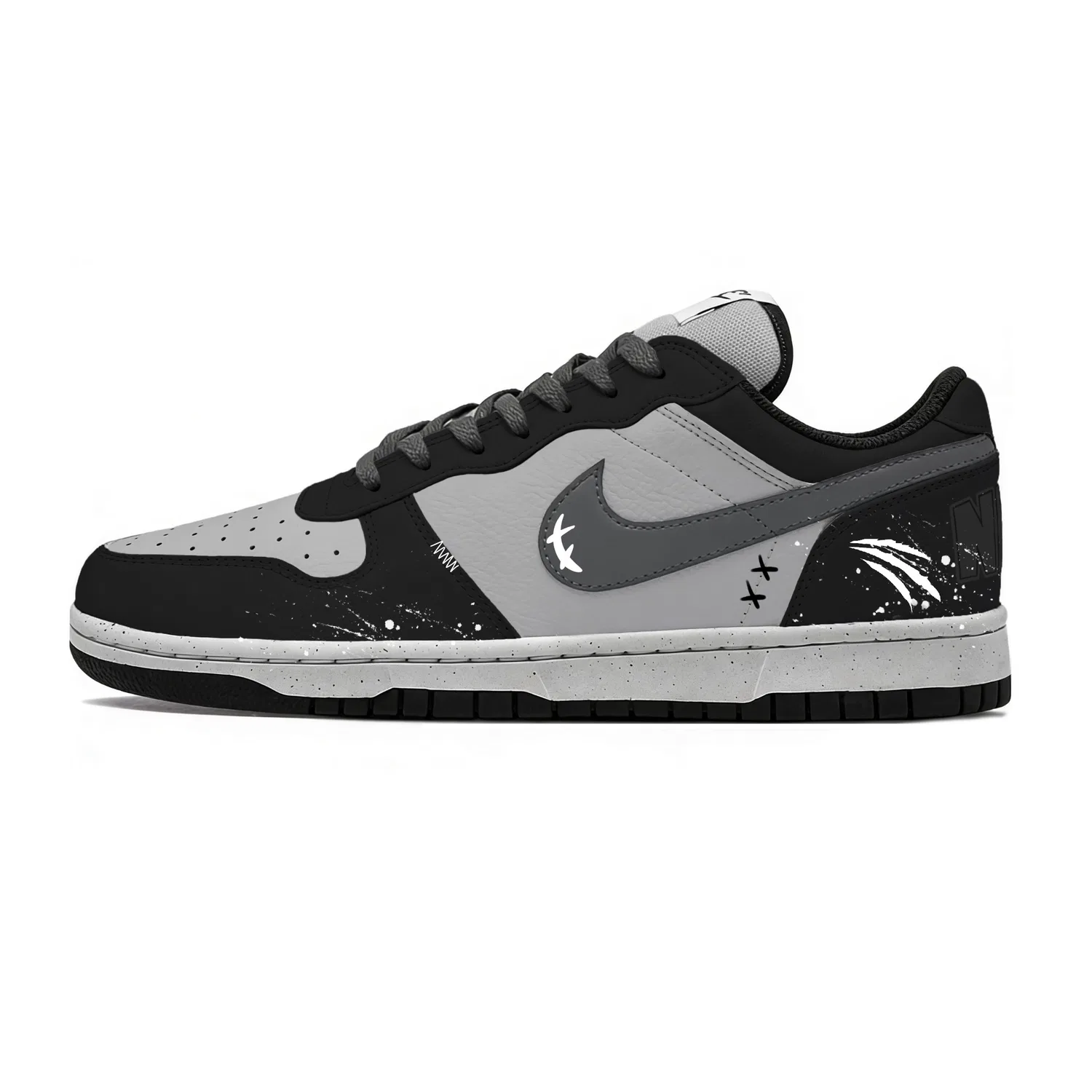 Кроссовки скейтбордические Nike Big Gray Stars Leather Black Gray