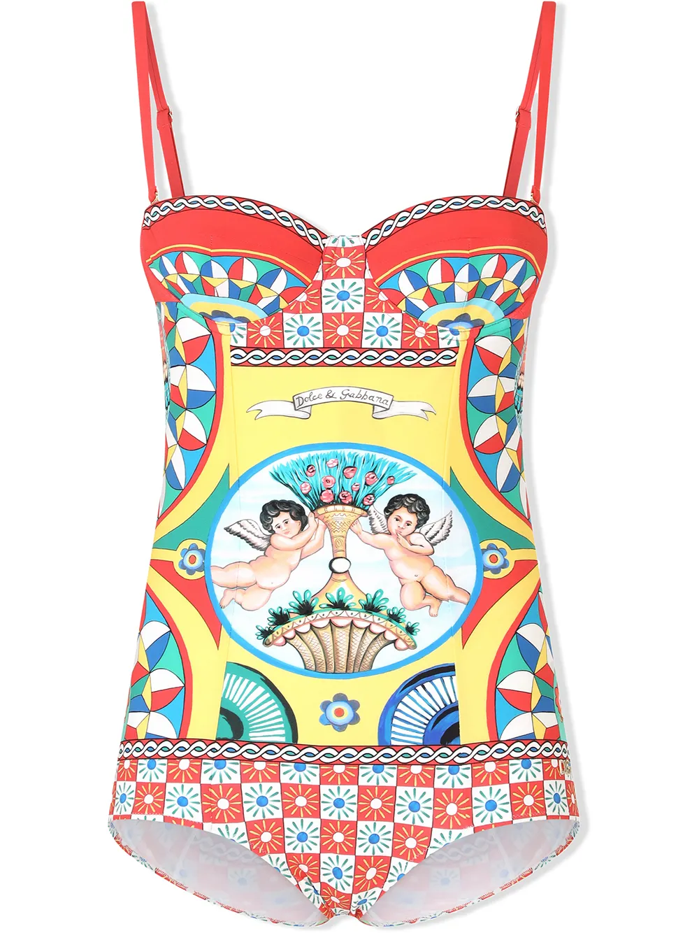 

Купальник-балконет с принтом Carretto DOLCE & GABBANA, красный