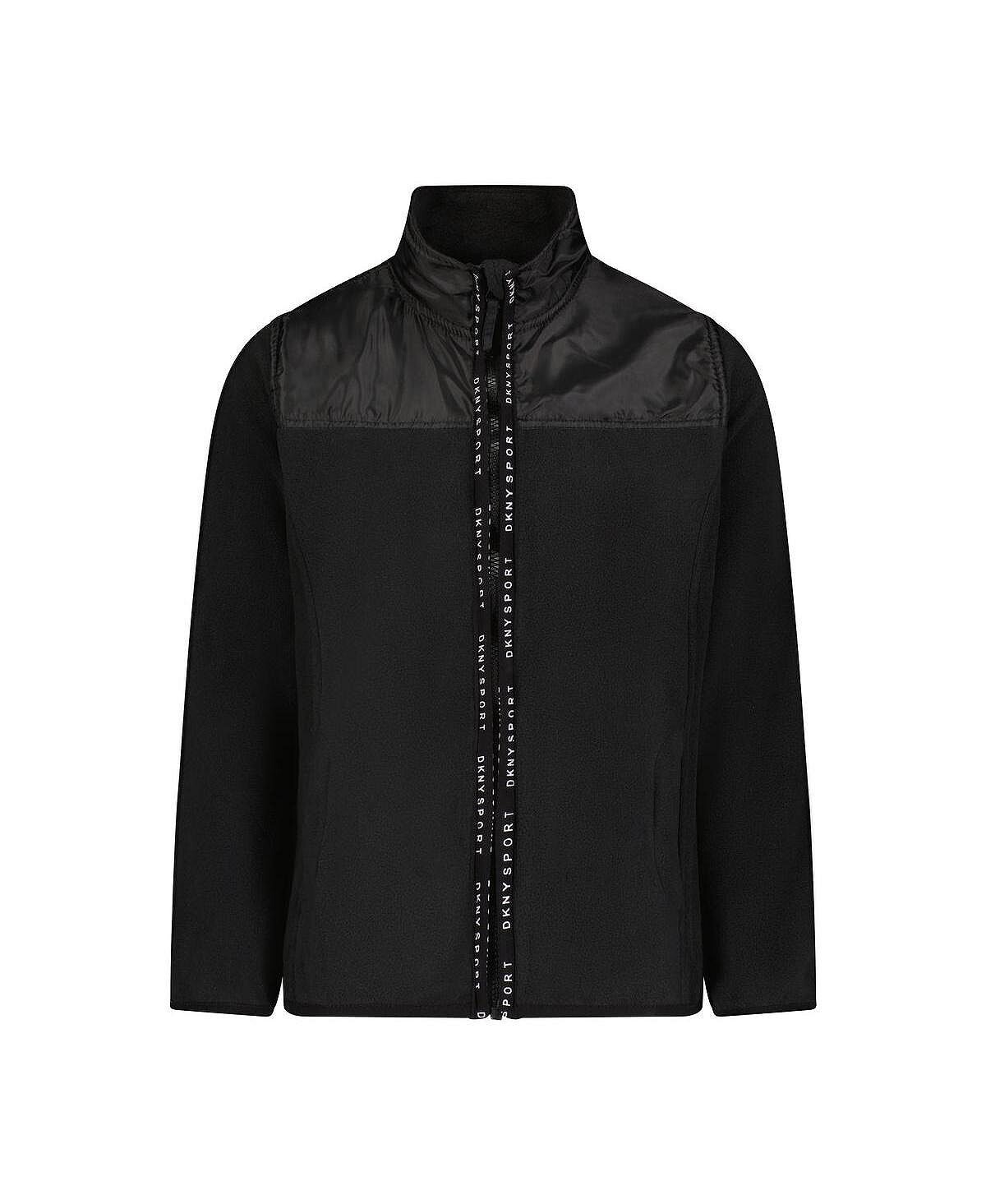 

Флисовая куртка на молнии с высоким воротником для девочек, детская DKNY