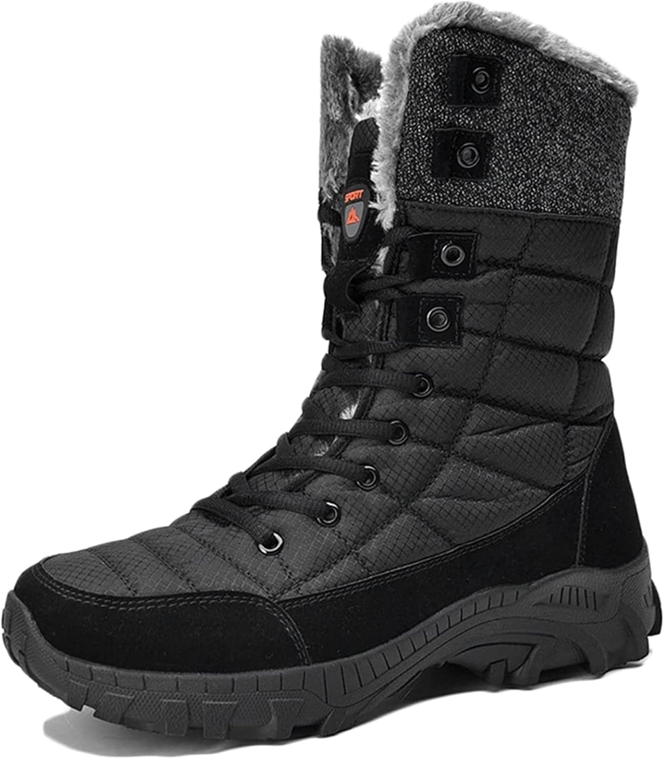 

Мужские зимние снегоступы Yiozoi, водонепроницаемые высокие ботинки против скольжения, шнуровка, полностью с мехом, удобные повседневные ботинки для пеших прогулок и походов, черный