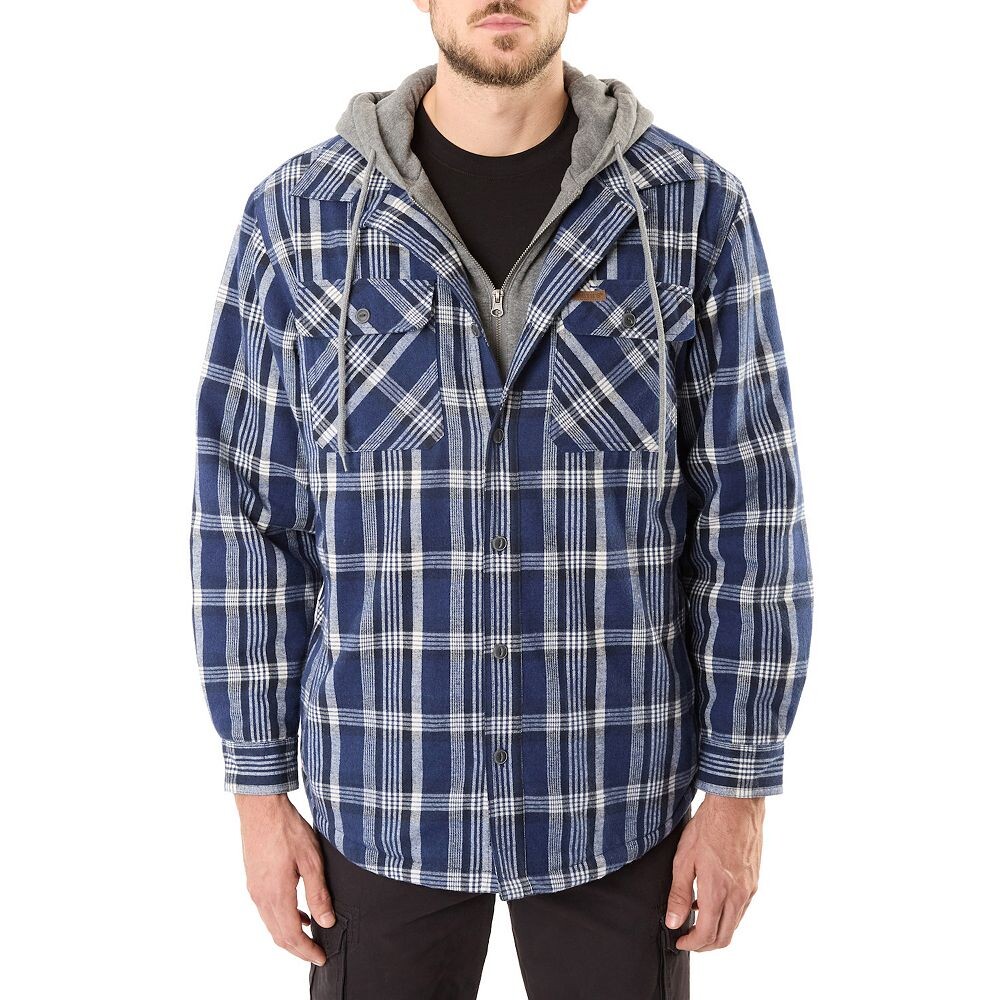 

Рабочая одежда Big & Tall Smith's Фланелевая куртка с капюшоном и подкладкой из шерпы Smith's Workwear, цвет Steel Blue