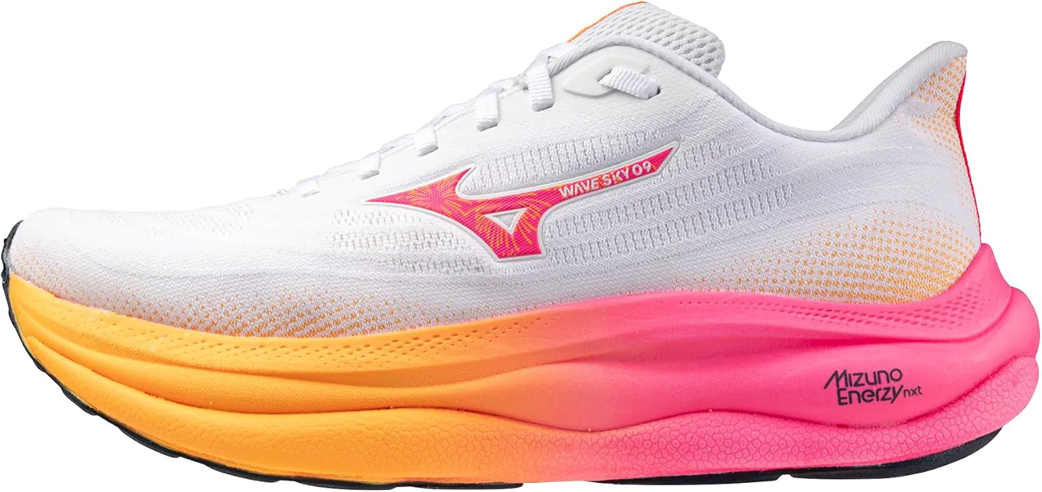 Кроссовки для бега Mizuno Unisex-Adult Wave Sky 9 Hanabi, белый/оранжевый