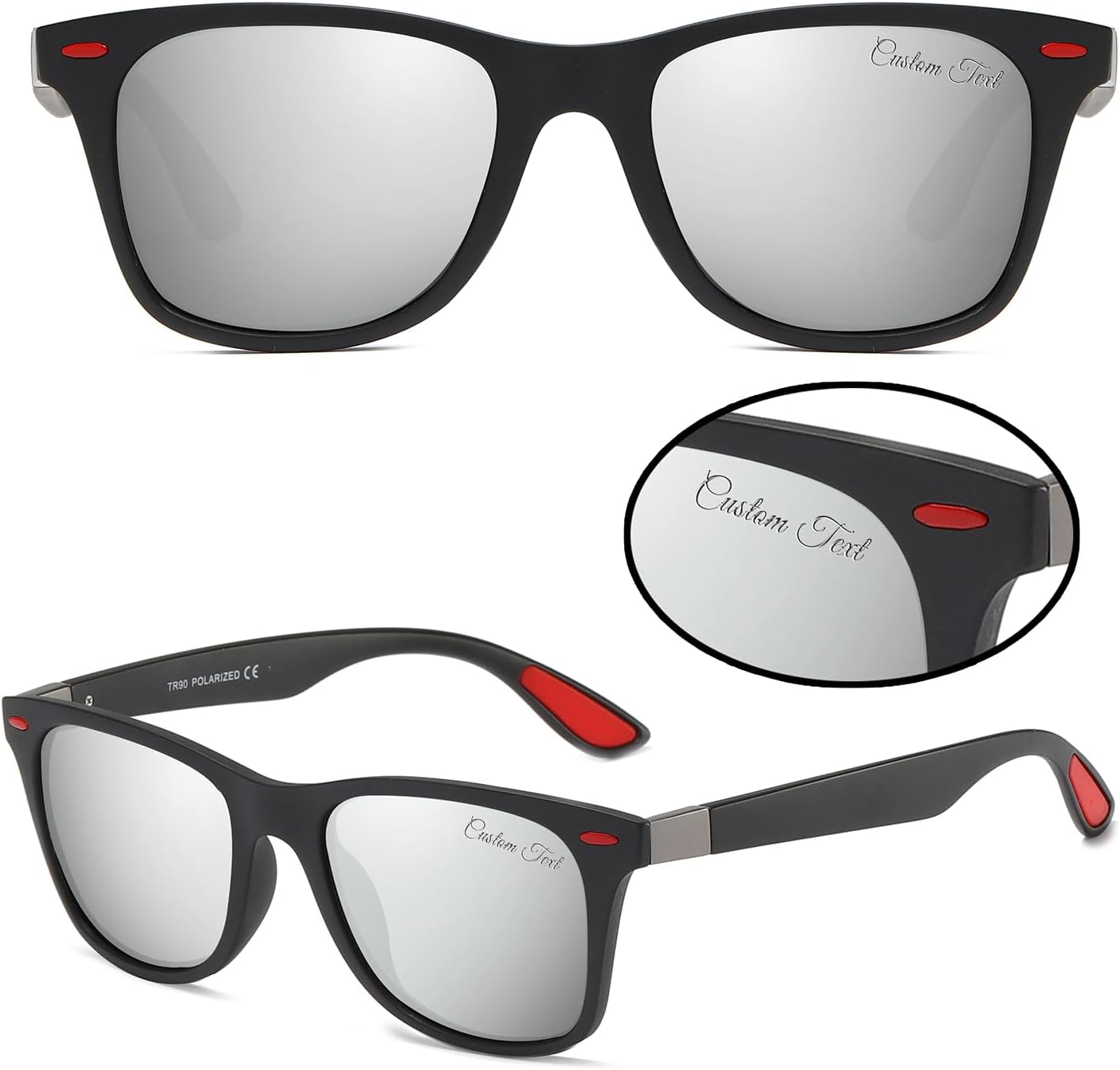 

Персонализированные поляризованные солнцезащитные очки для мужчин и женщин в оправе TR90 для вождения, рыбалки и спорта, рождественские подарки KOMVIOO, Black Frame/Mercury Lens