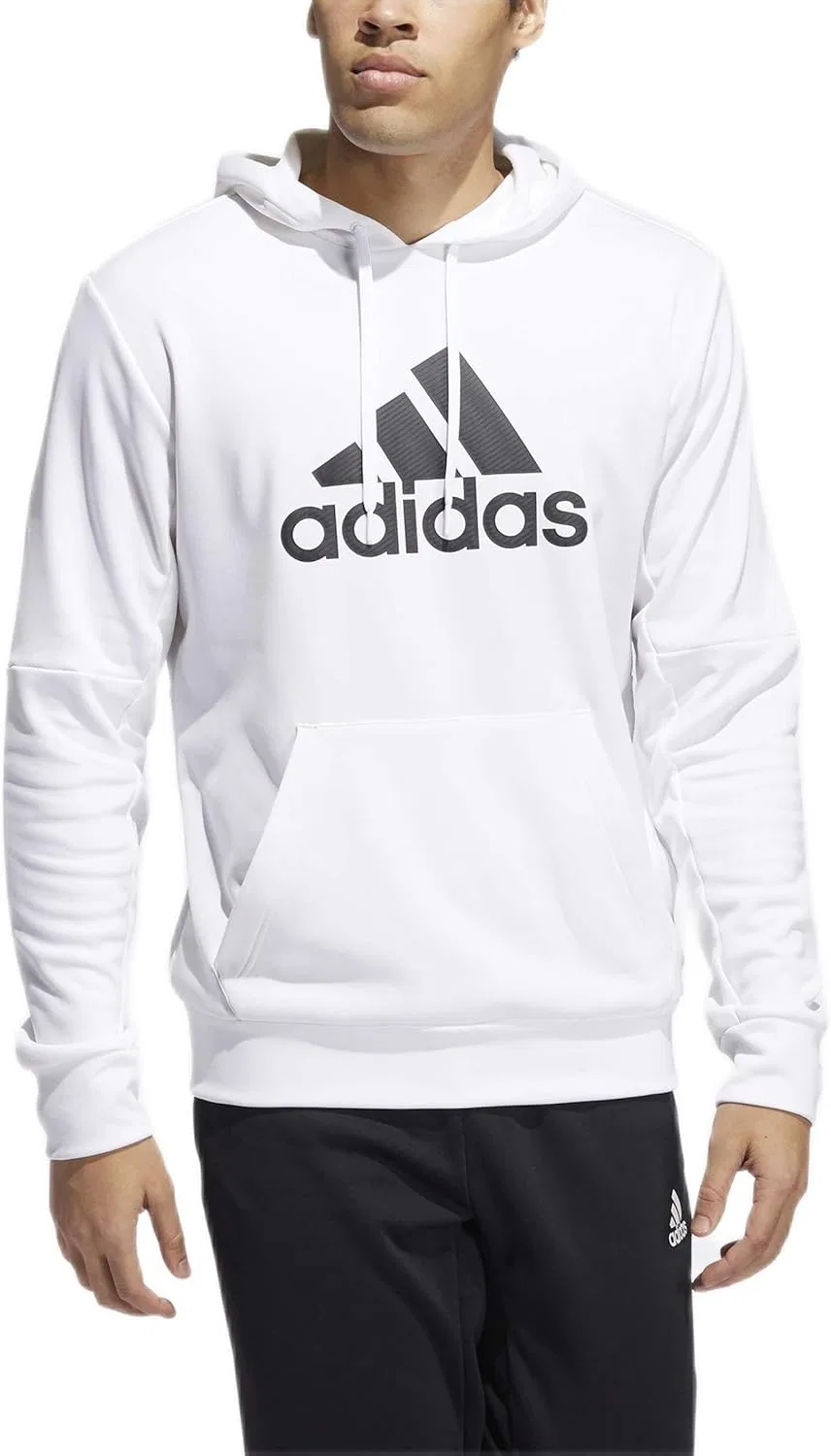 Худи мужское с капюшоном adidas, белый/черный