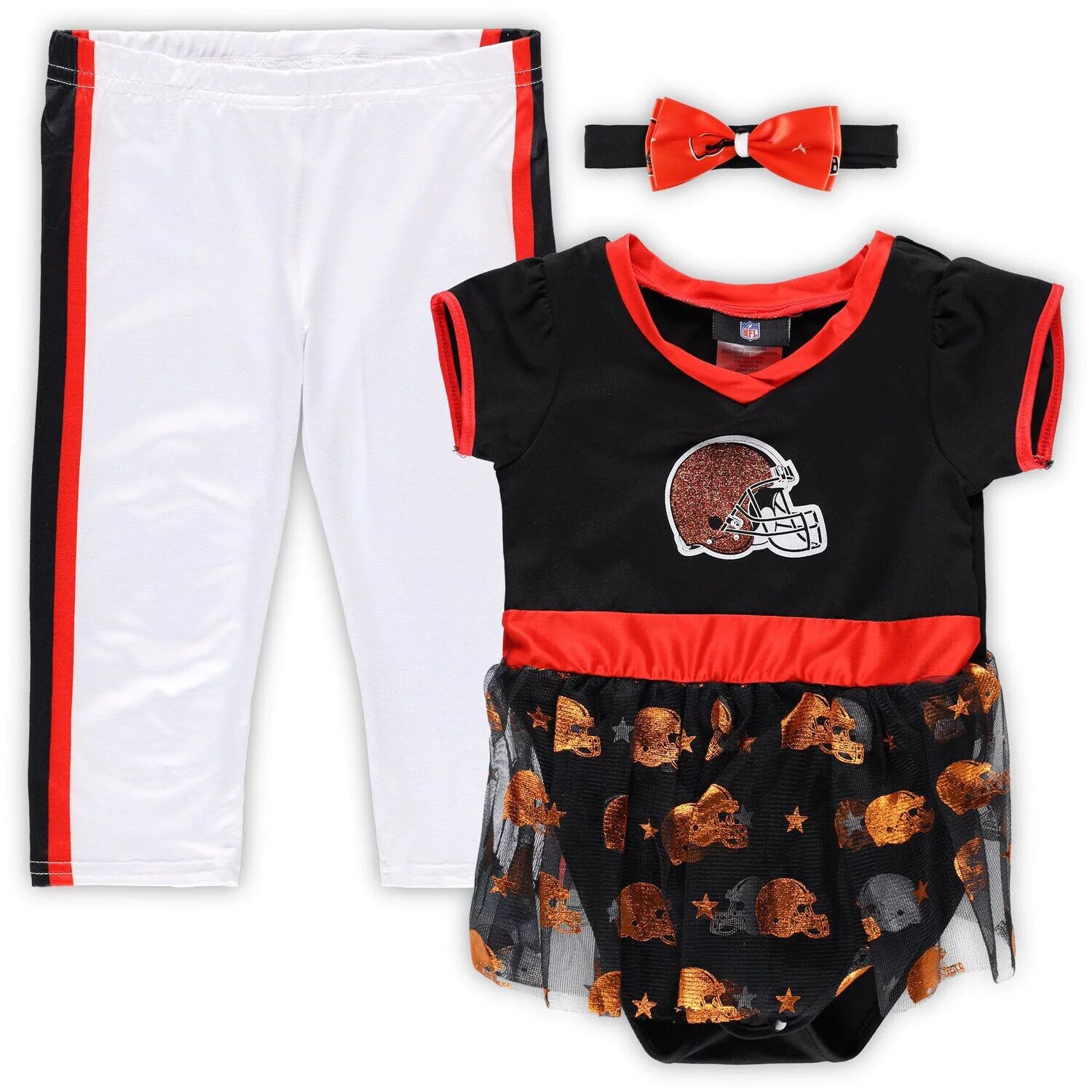 

Коричневый/белый костюм-пачка для младенцев Cleveland Browns для игрового дня Unbranded