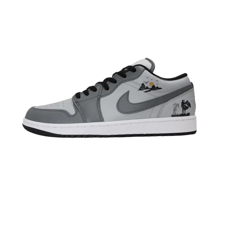 

Кроссовки Air Jordan 1 Vintage Basketball Shoes Men Low-top Gray, темно-серый