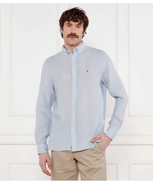 

Рубашка из льна, окрашенная пигментом Regular fit Tommy Hilfiger, синий