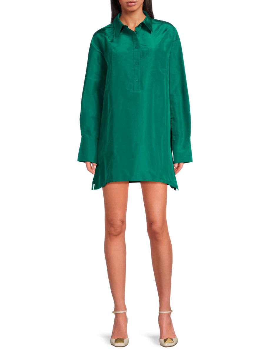

Шелковое мини-платье А-силуэта Valentino, цвет Teal Green