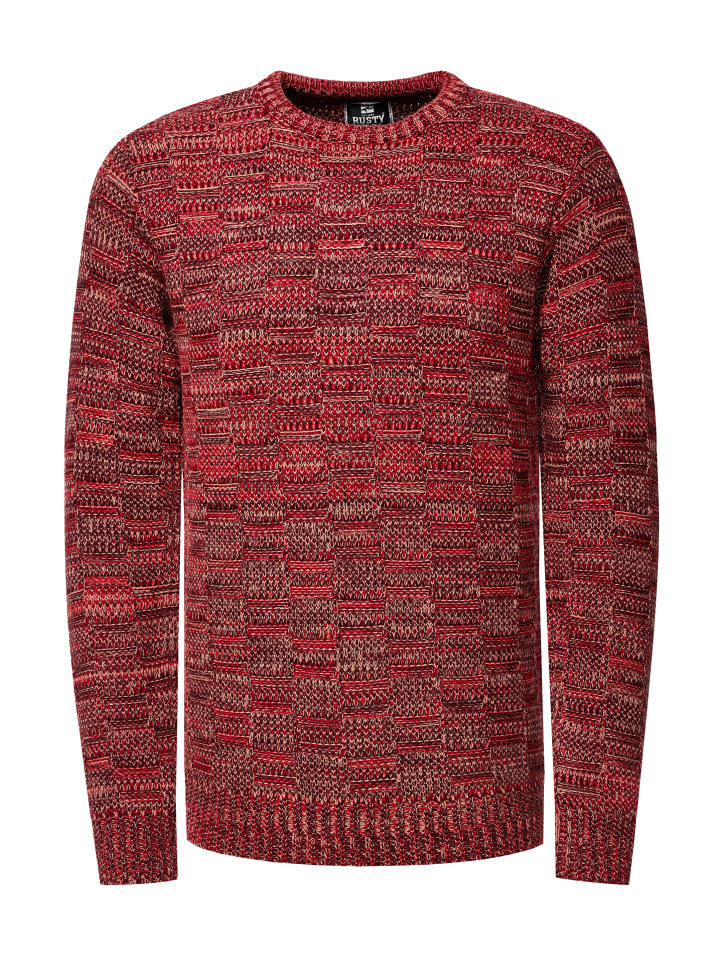 

Контрастный свитер крупной вязки с круглым вырезом красного цвета Rusty Neal